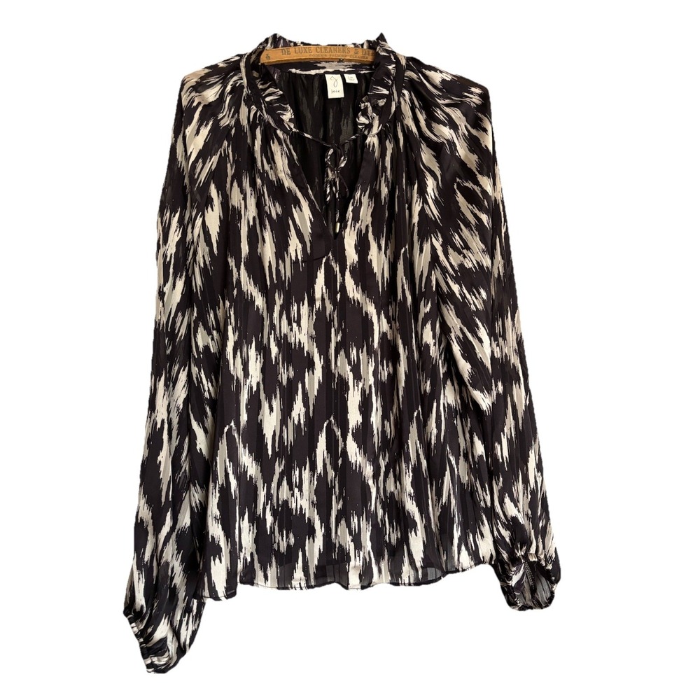 Joie Women's‎ Top L Metallic Crinkle Pleats Blouse Long Sleeve Boho Old Money